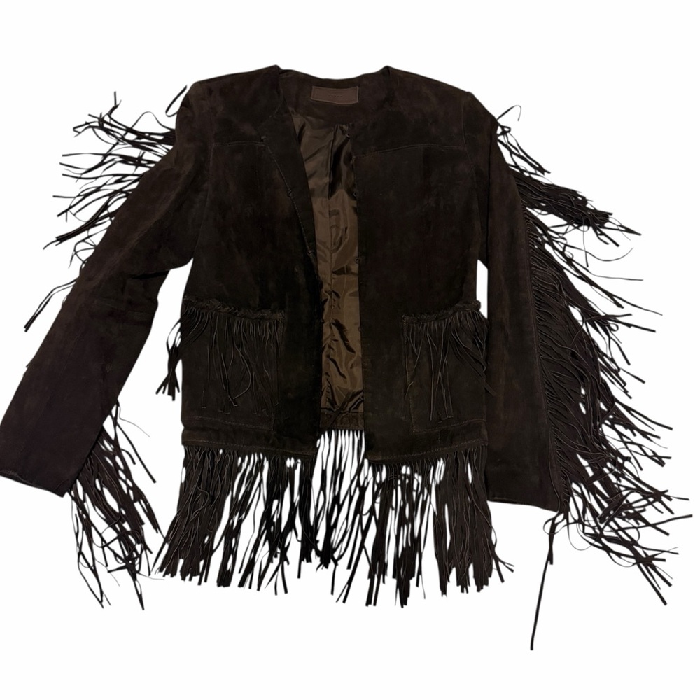 Dark Brown Suede Leather Jacket with Fridge